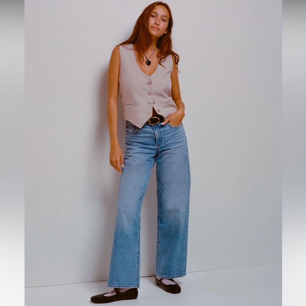NWOT American Eagle stovepipe high waisted jeans medium indigo - strigid, size 4